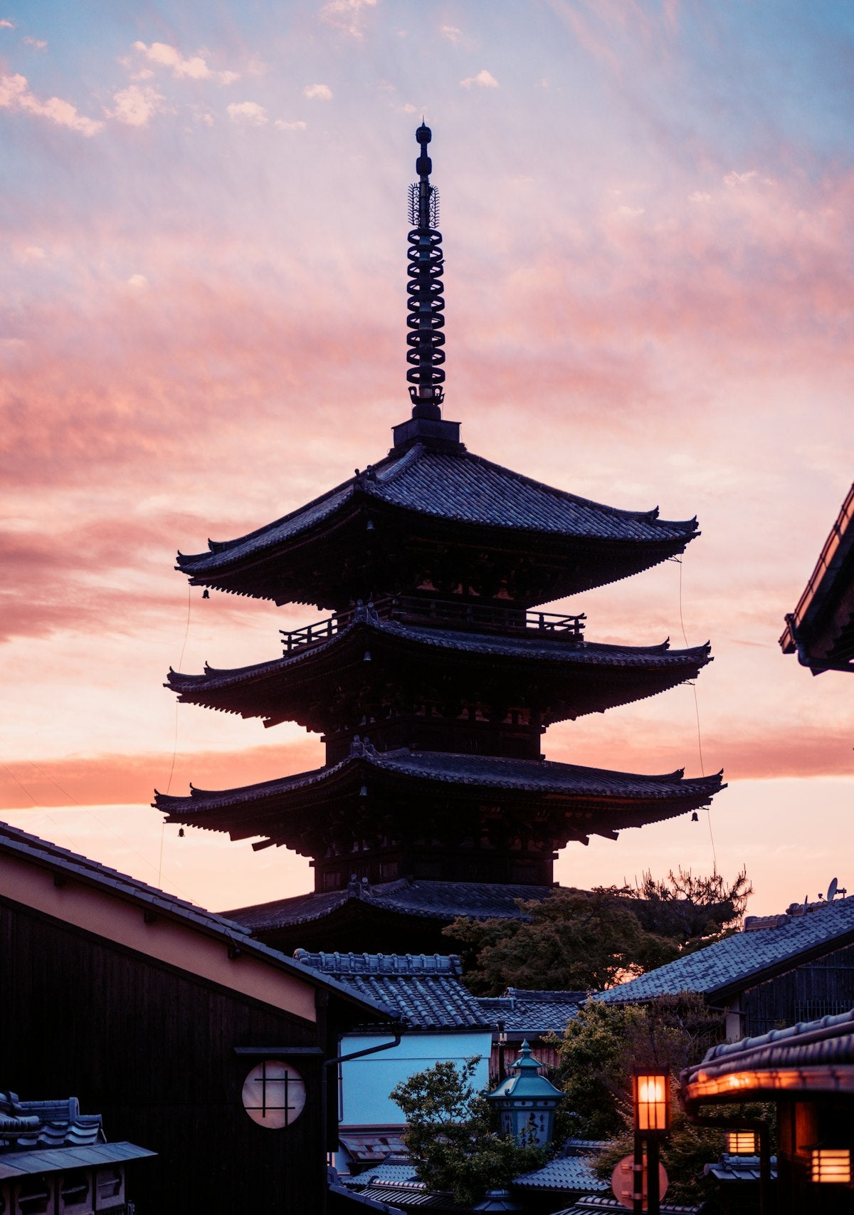 Japanese Yasaka Pagoda Kyoto sunset