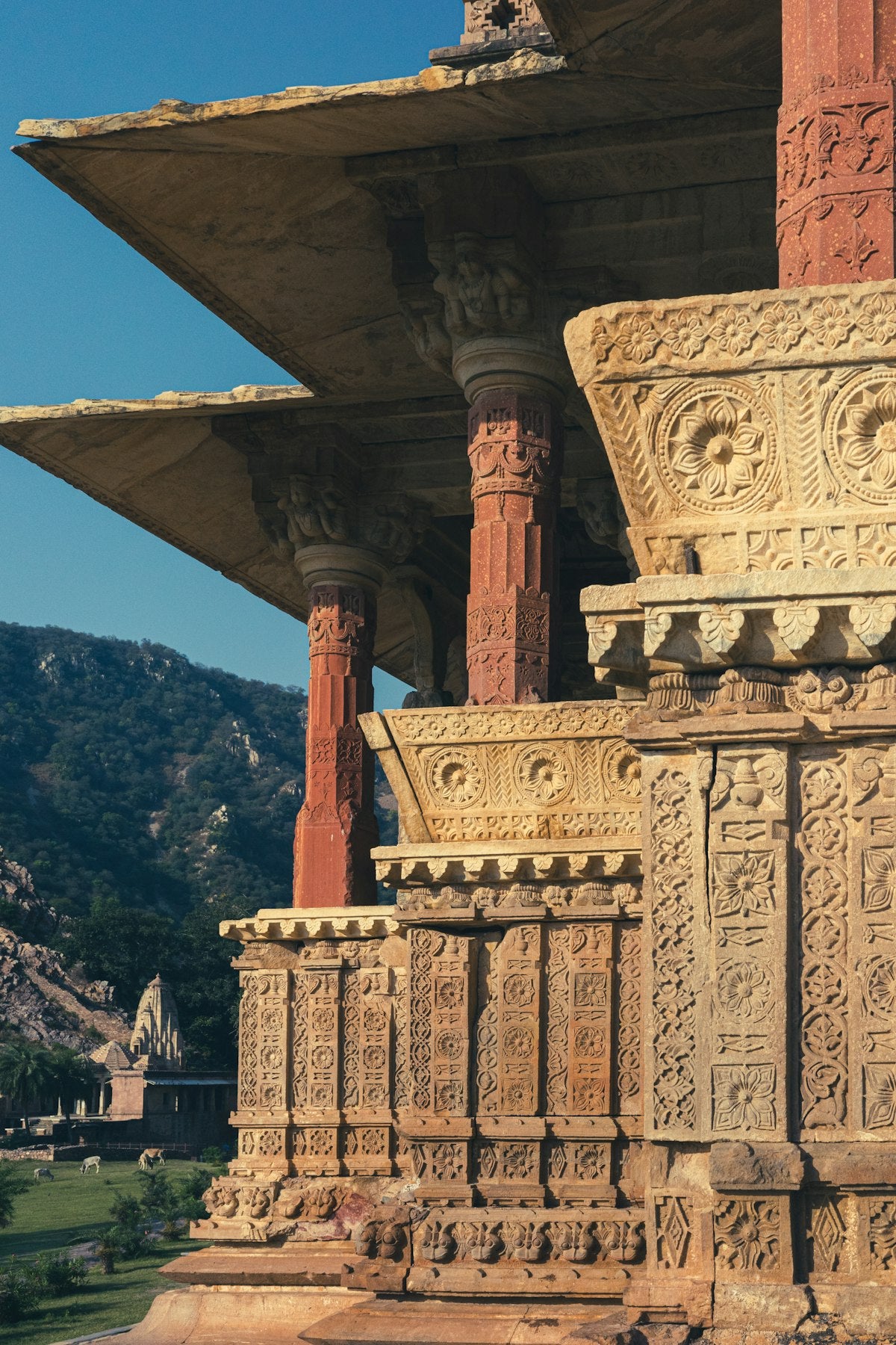 Indian Vedic ancient Hindu temple stone carvings