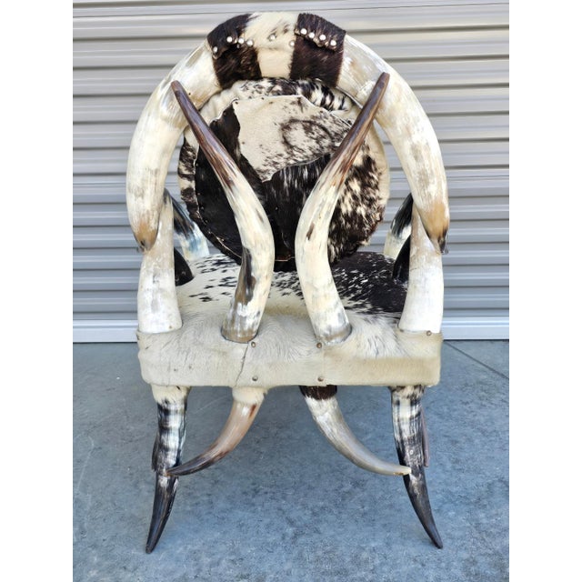 1970s Vintage Boho Sculptural Horn Chair & Ottoman