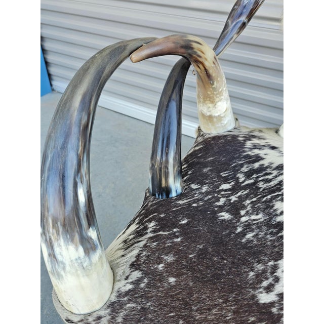 1970s Vintage Boho Sculptural Horn Chair & Ottoman