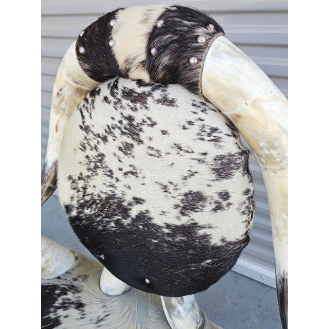 1970s Vintage Boho Sculptural Horn Chair & Ottoman