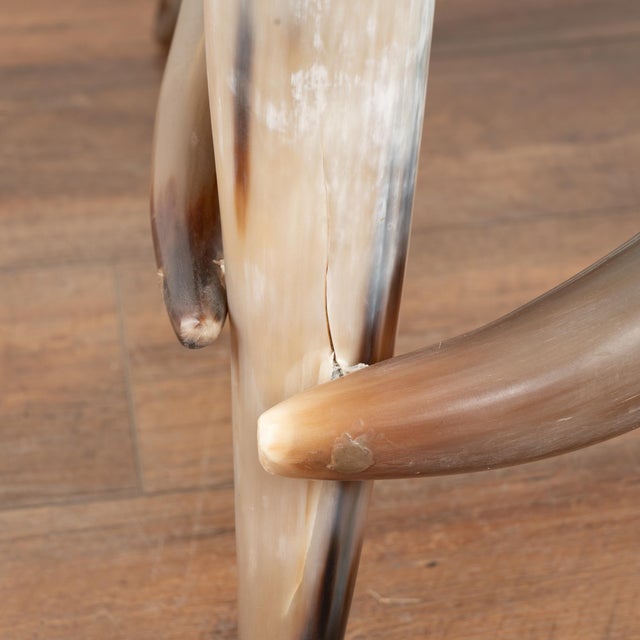 20th Century Set (5) of Horn and Hide Armchairs, Ottomans and Side Table