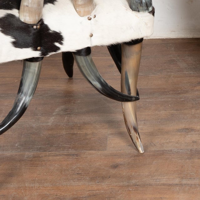 20th Century Set (5) of Horn and Hide Armchairs, Ottomans and Side Table