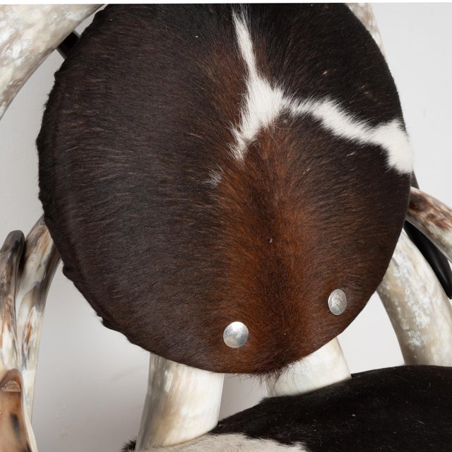 20th Century Set (5) of Horn and Hide Armchairs, Ottomans and Side Table