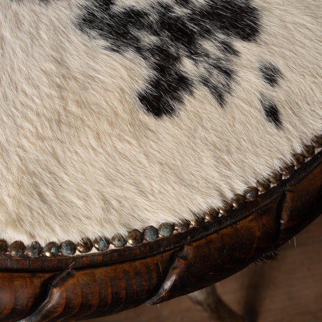 20th Century Set (5) of Horn and Hide Armchairs, Ottomans and Side Table